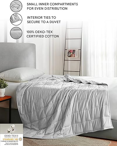 Vista 42 de YnM - Manta con peso para adultos, algodón pesado, perlas de vidrio refrescantes para usar todo el año, ideal para una persona de 240 libras