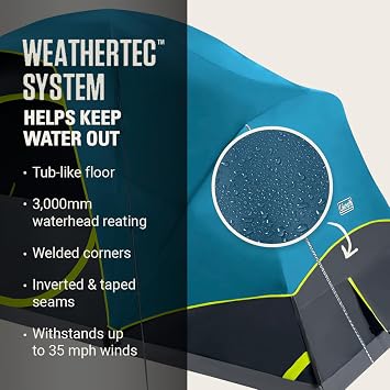 Coleman Skydome Dark Room Tent, 4/6/8/10 Person Family Tent, Blocks 90% Sunlight, Sets Up in 5 Minutes, Weatherproof, 20% More Headroom