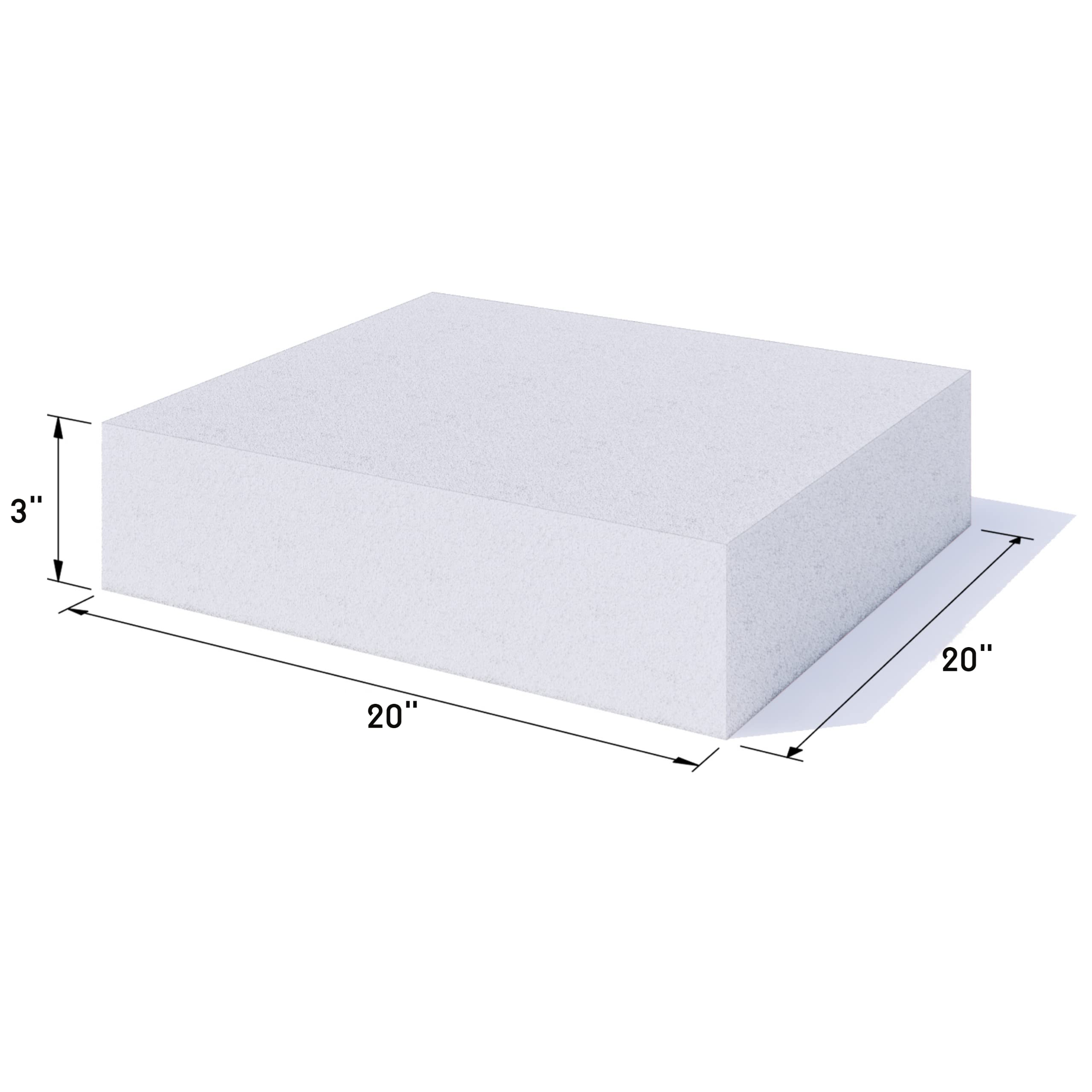 Foamy Foam High Density 3 inch Thick, 20 inch Wide, 20 inch Long Upholstery Foam, Cushion Replacement