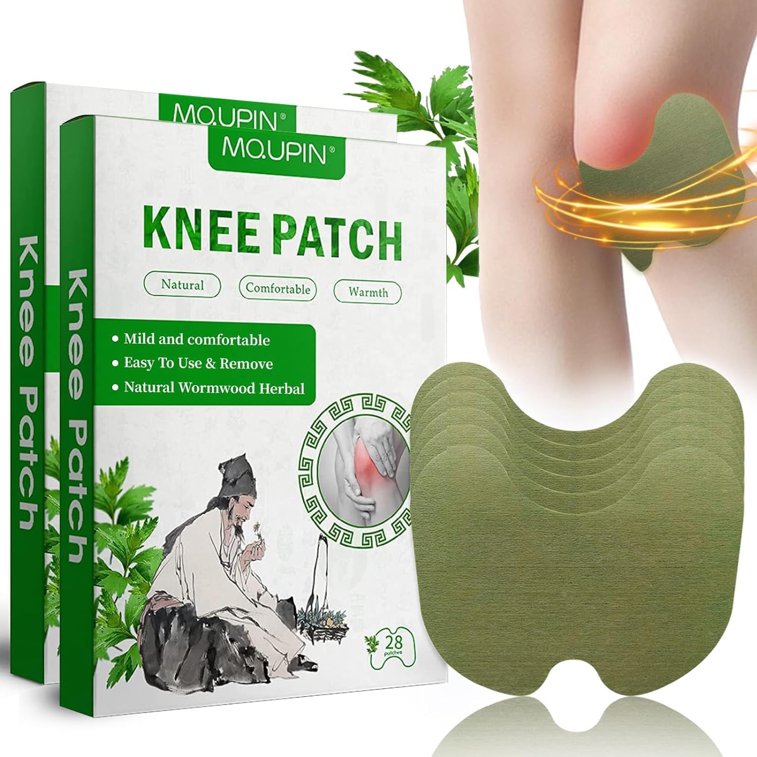 Knee Pain Relief Patch,56 Pcs Pain Relief Patches,Wormwood Pain Relief Patches for Knee, Back, Neck, Shoulder Inflammation and Muscle Soreness