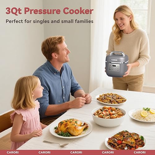 Miniatura 9 de Olla a presión eléctrica de 3 cuartos de galón, olla multifunción compacta de 8 funciones con olla antiadherente de cerámica para saltear, olla a