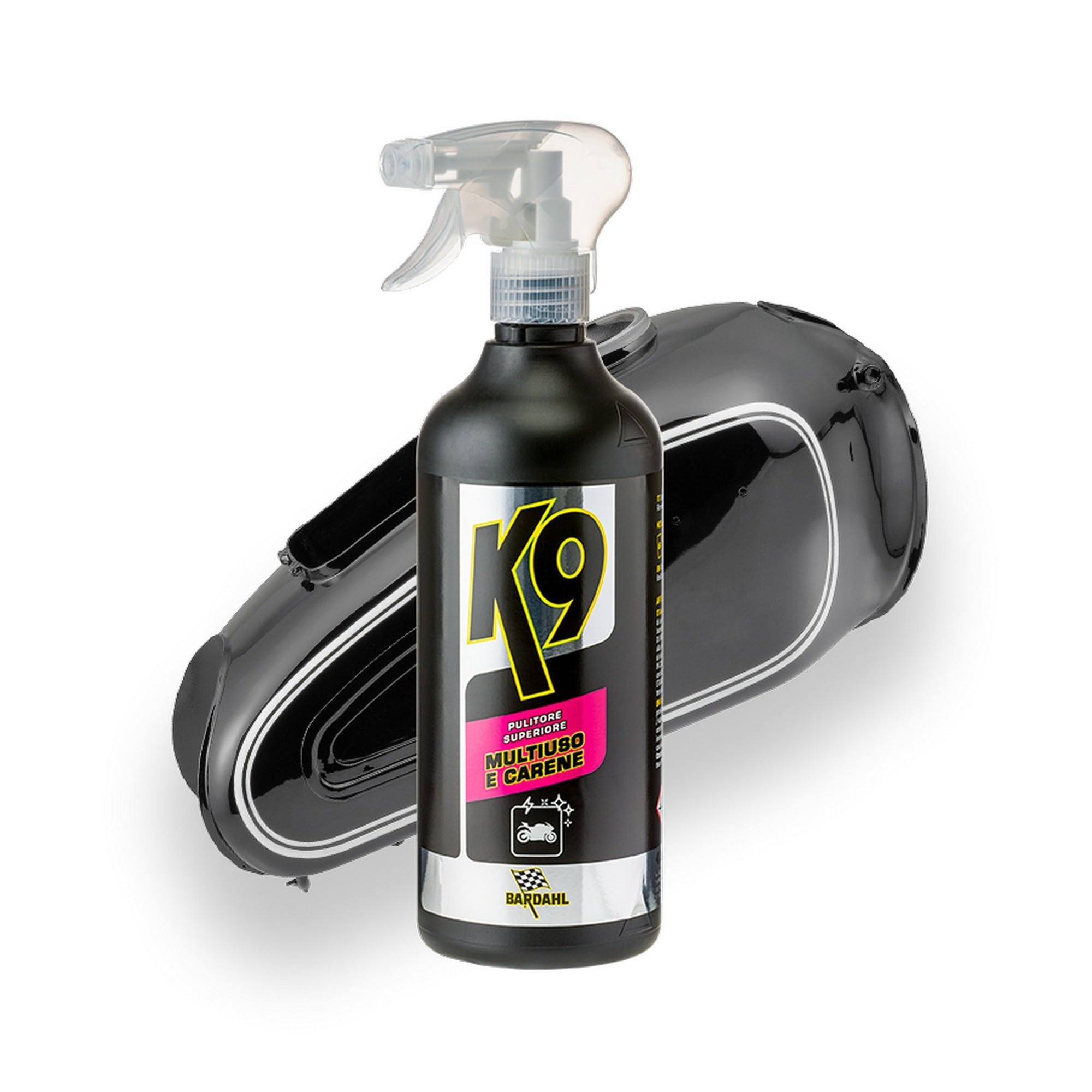 Bardahl K9 - Pulitore Superiore Multiuso e Carene, Detergente Professionale per Rimuovere Lo Sporco su Tutte Le Superfici, Rinnova Plastiche e Carene della Moto, Accessori Moto, 750 ml