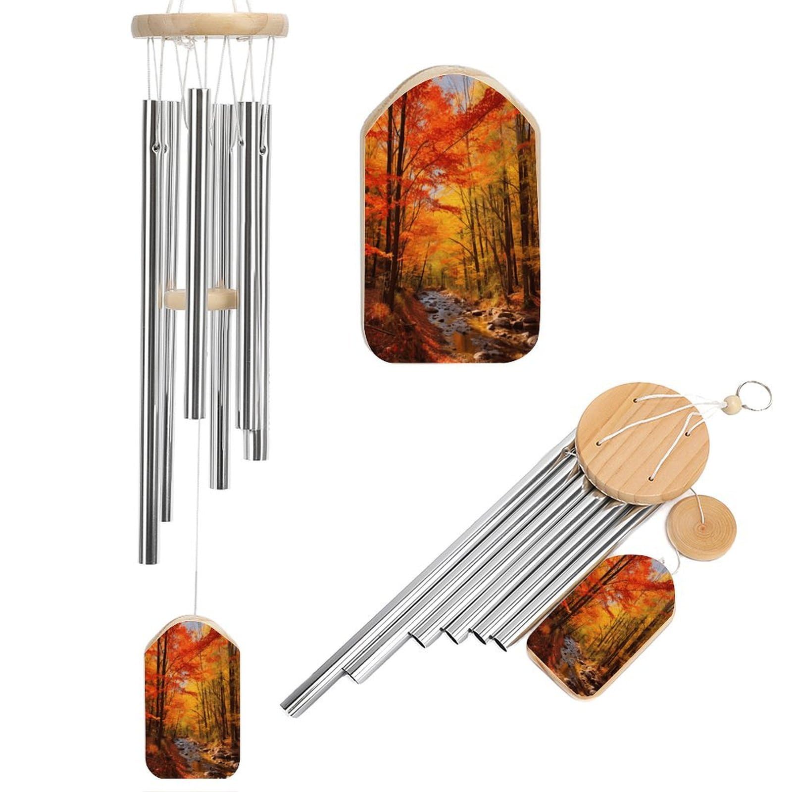 Fall Foliage Wind Chimes for Outdoor Large Deep Tone Aluminium Wind Chimes Soothing Melodic Sound 20.5" Hanging Metal Windchimes Outdoors Decor for Patio Porch Yard