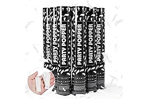 White Confetti Cannon 6Pcs, Wedding Party Poppers For Birthday Celebrations