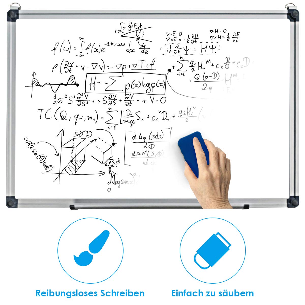 COSTWAY Magnetyczna tablica suchościeralna, 60 x 40 cm, ze zdejmowaną półką na długopisy, 3 długopisy, 2 magnesy, 1 gąbka i listwy aluminiowe, zmywalna na sucho, do zawieszenia, do szkoły, biura