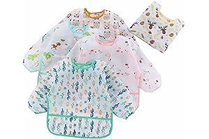 5 Pcs Long Sleeved Baby Toddler Bibs Waterproof Sleeved Bib 3-24 Months
