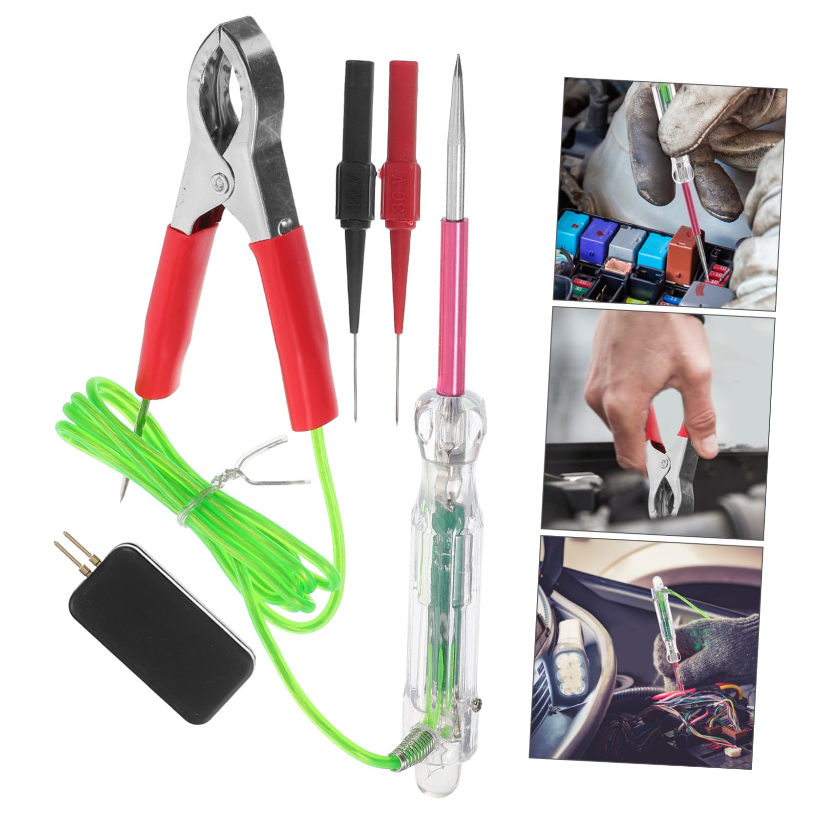 MAGICLULU 4 Set Tester LED per Auto Strumento Diagnostico per Elettrici Compatto e Facile da Usare per Meccanici e Appassionati Include Penna Test e Accessori per Rilevamento Guasti
