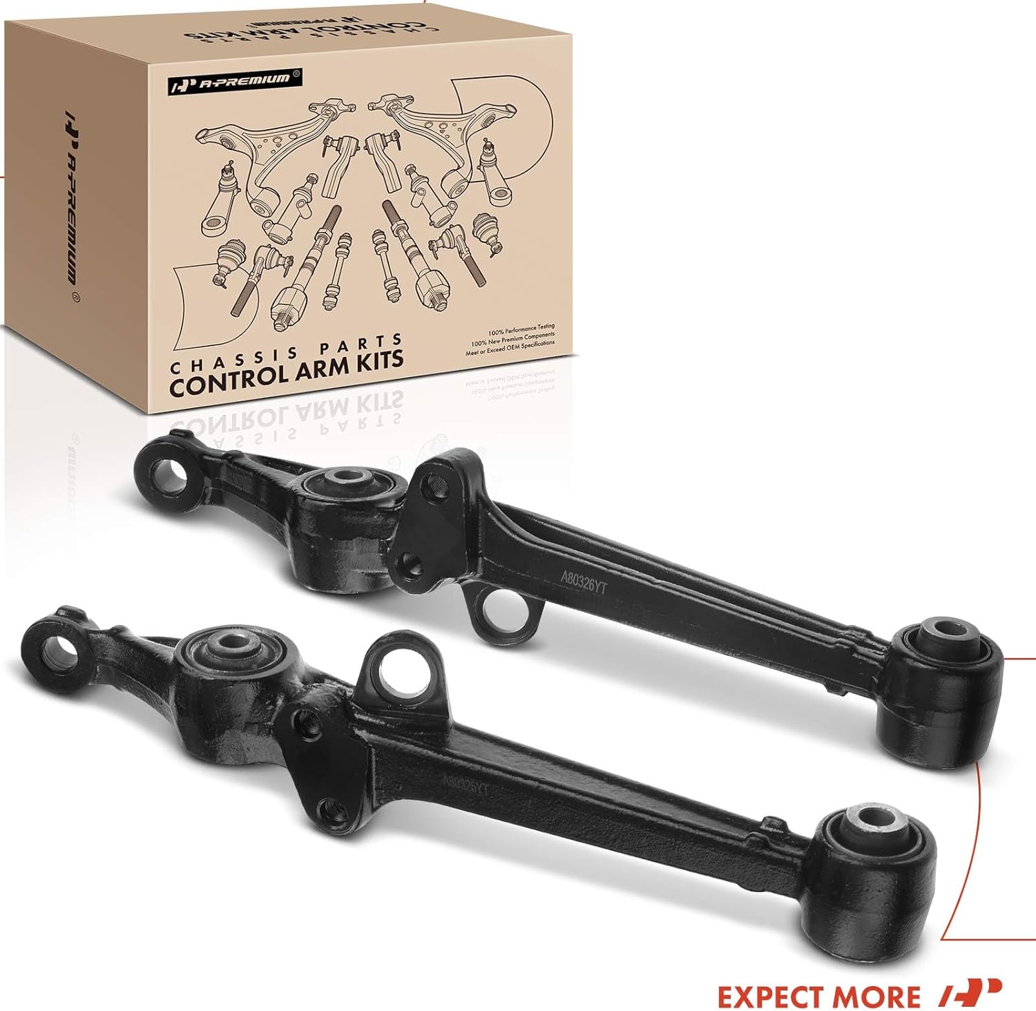 A-Premium 2 x Front Lower Control Arms, with Bushing, Compatible with Honda Accord 1994-1997, Odyssey 1995-1998, Acura CL 1997-1999, Isuzu Oasis 1996-1999