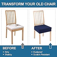 Vista 7 de Smiry Fundas de asiento impermeables para sillas de comedor, juego de 4, fundas de asiento de jacquard elástico extraíbles y lavables, protector