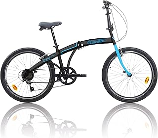 BICI BICICLETTA CASCELLA POCKET PIEGHEVOLE 20' 6V NERO AZZURRO