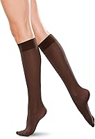 Vista 10 de Medias de apoyo alto hasta la rodilla para mujer, nailon de compresión de 10-15 mmHg (negro, S)