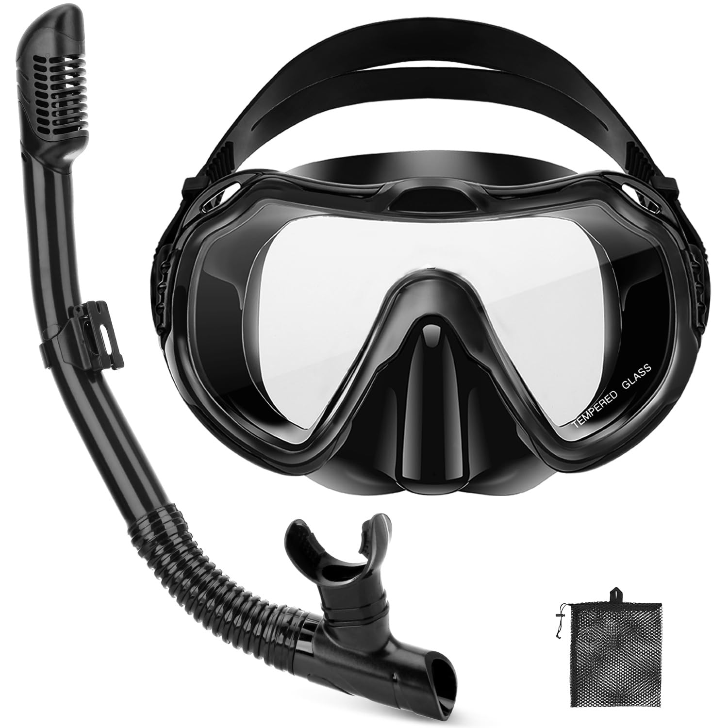 Sprzęt do nurkowania dla dorosłych, zestaw do snorkelingu dla dorosłych z panoramiczną maską zapobiegającą wyciekom i zaparowaniu ze szkła hartowanego, rurka sucha, zestaw masek do nurkowania
