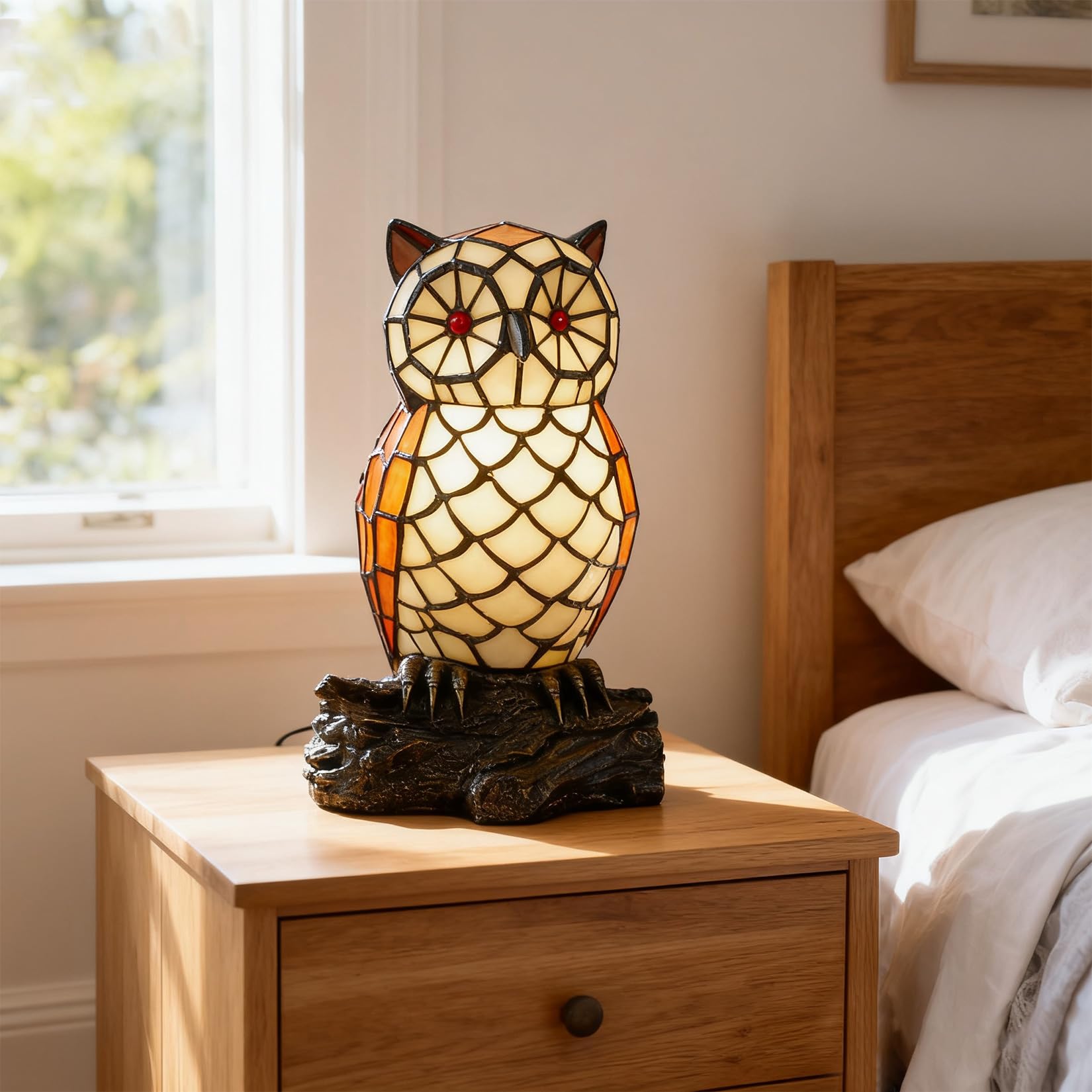 Lampe Chauve-Souris Mignonne en Verre Tiffany, Lampe de Table en Forme d'animal, Veilleuse, Lampe d'Accent de 10 Pouces pour Maison, Chambre d'enfant, Bureau, Décoration, Cadeau