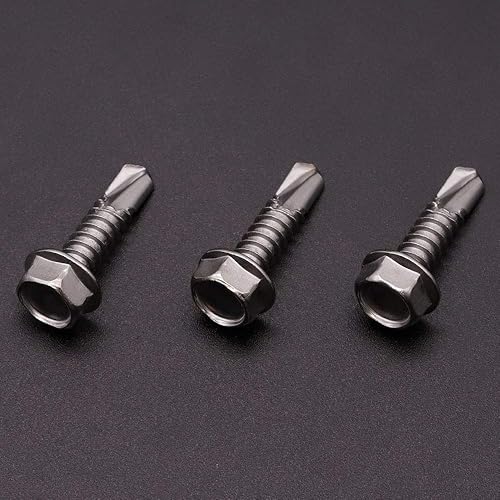 Miniatura 3 de Tornillos autoperforantes con cabeza hexagonal de 1 pulgada, tornillos Tek de chapa metálica de acero inoxidable 410 con punto de perforación,