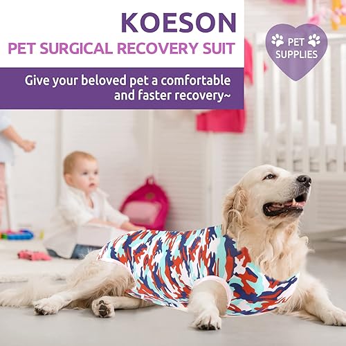 Miniatura 6 de KOESON Traje de recuperación para perros para esterilización, traje quirúrgico para perros hembras con apertura para orinar para razas medianas y