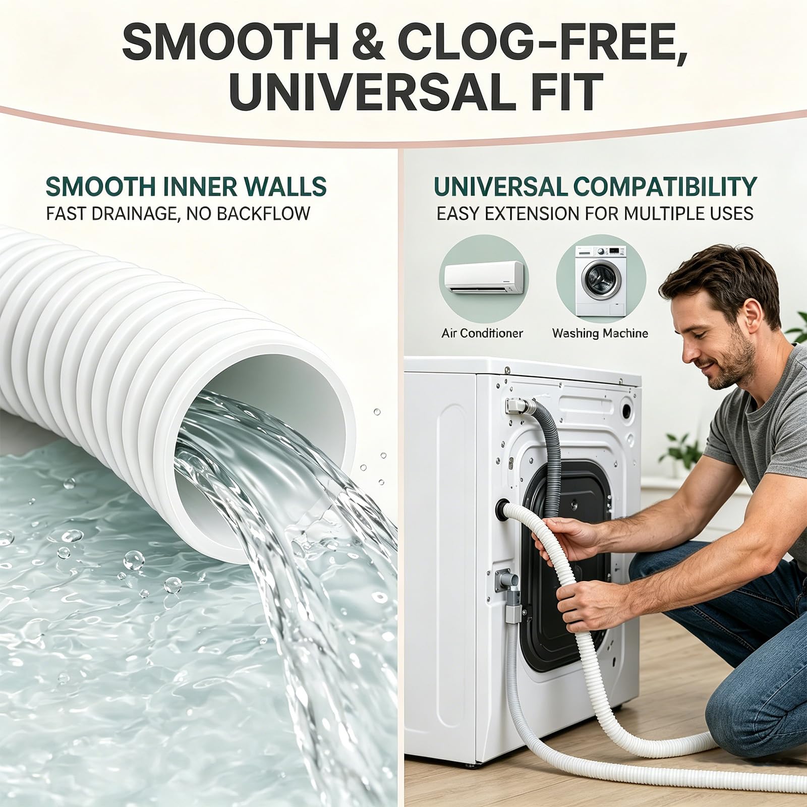 Kondensatschlauch Klimaanlage aus PVC, Kondensatschlauch Ø16mm, UV-beständig Ablaufschlauch Klimaanlage, Zuschneidbar, Flexibler Schlauch für Klimaanlagen, Split-Klimageräte (3M)