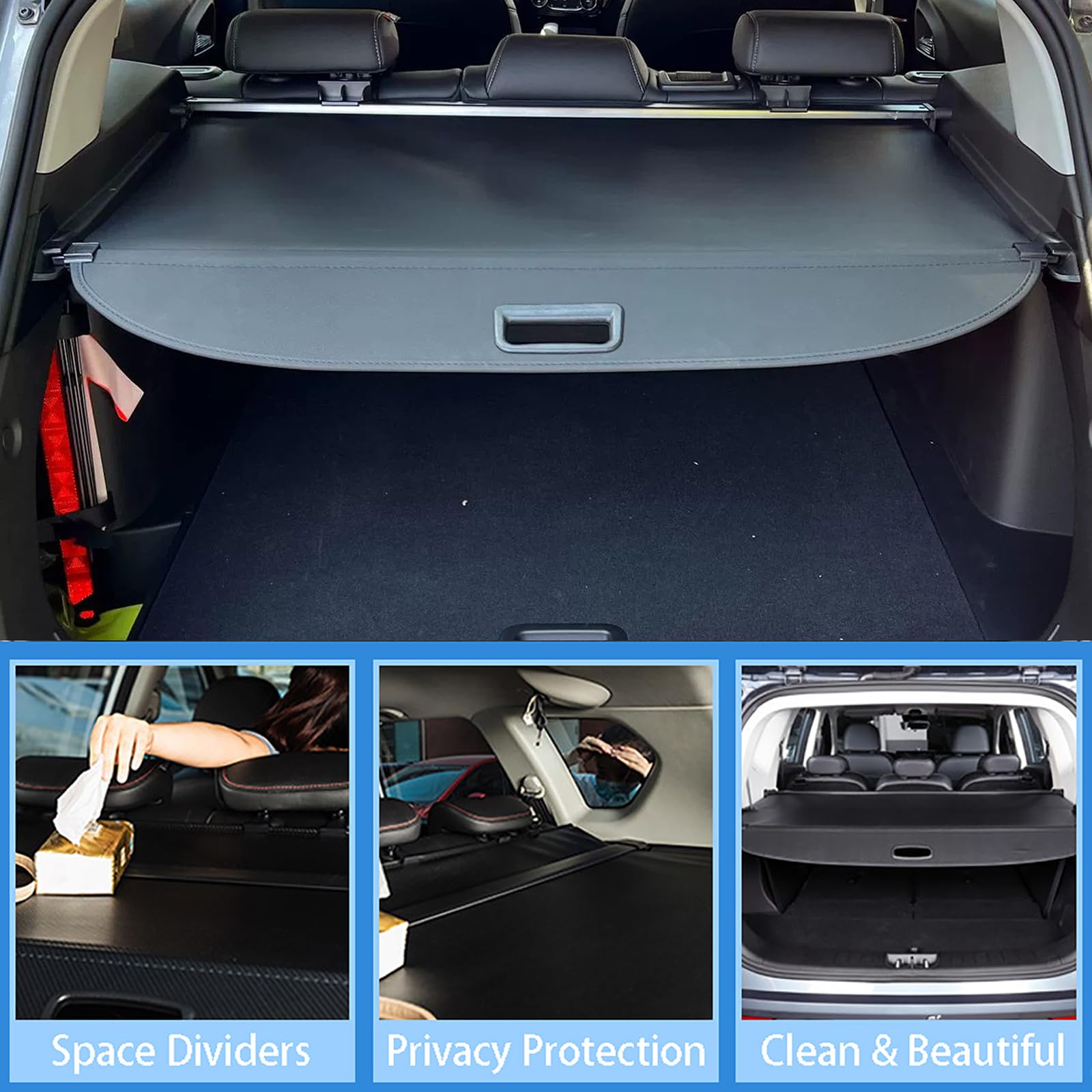 Kofferbak Cargo Cover Fit for Jeep Compass 2017 2018 2019 safety Shield Achter Bagage Gordijn Partitie Privacy Auto Accessoires Bagageafdekkingen
