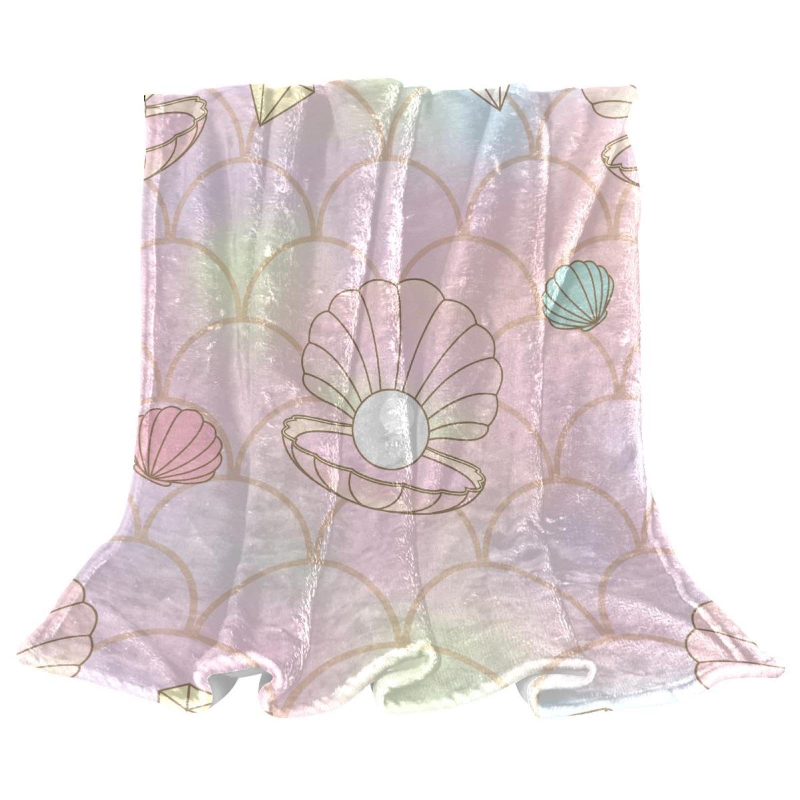 Couverture polaire écailles de sirène rose 150x130 cm pour lit