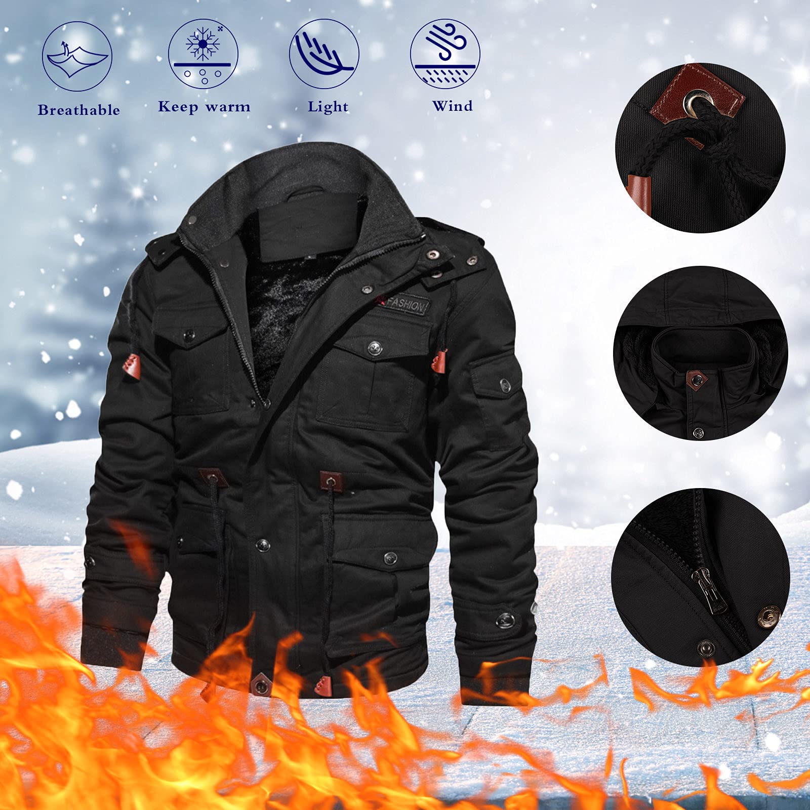 Manteau Hiver Homme - Chic Classique Parka Confortable Grande Taille Blouson Mi Saison Outdoor Hiver Manteau Thermique Chaud Doudoune