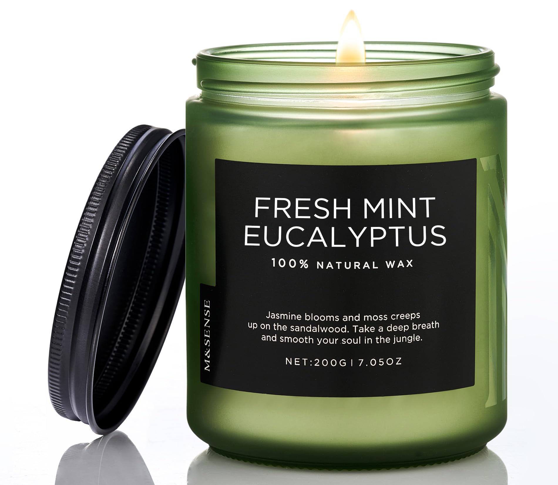 M&SENSE Eucalyptus & Mint Candles for Home Scented, 7.05oz Natural Soy Wax