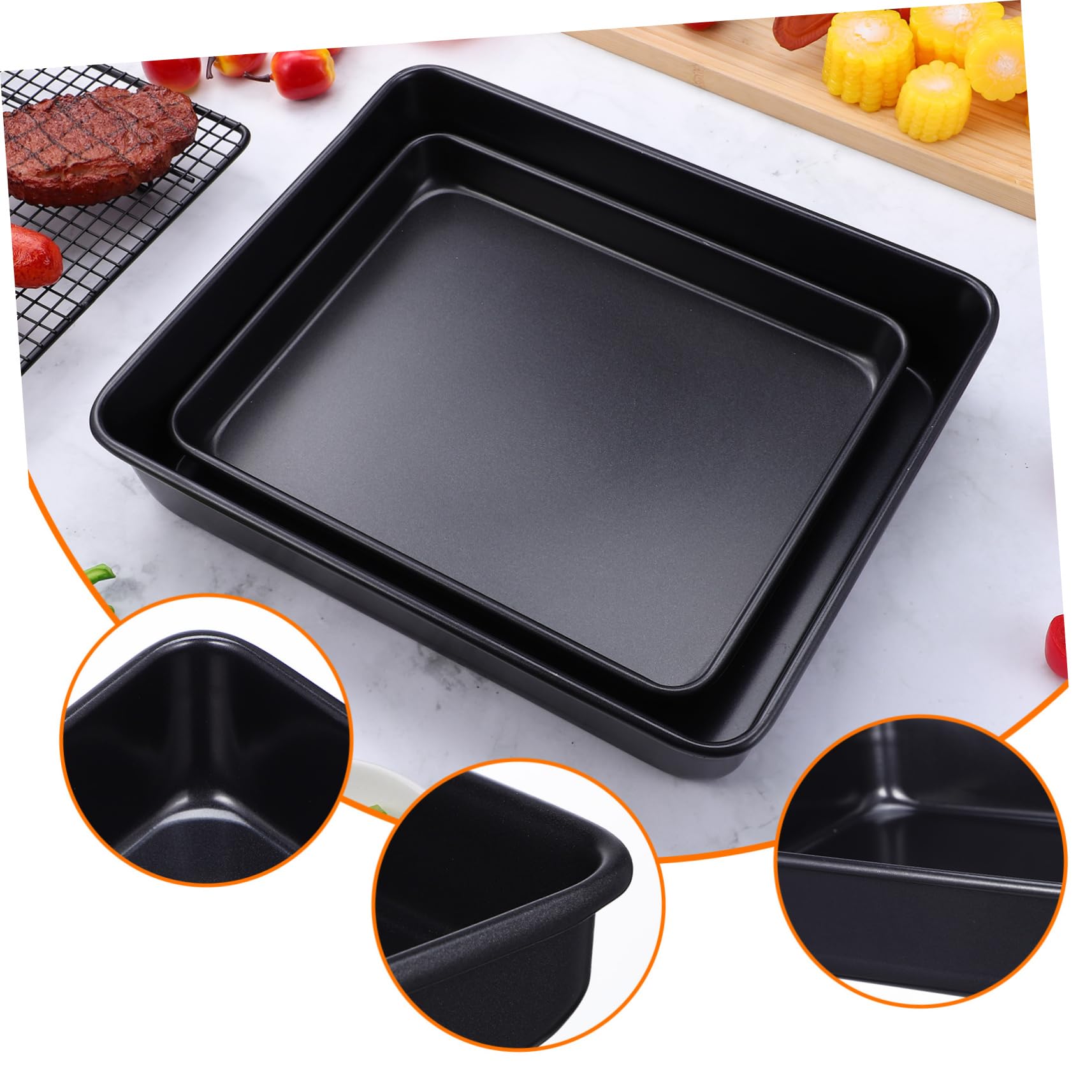 Backbleche aus Edelstahl 2 Stück Schwarz für Backofen