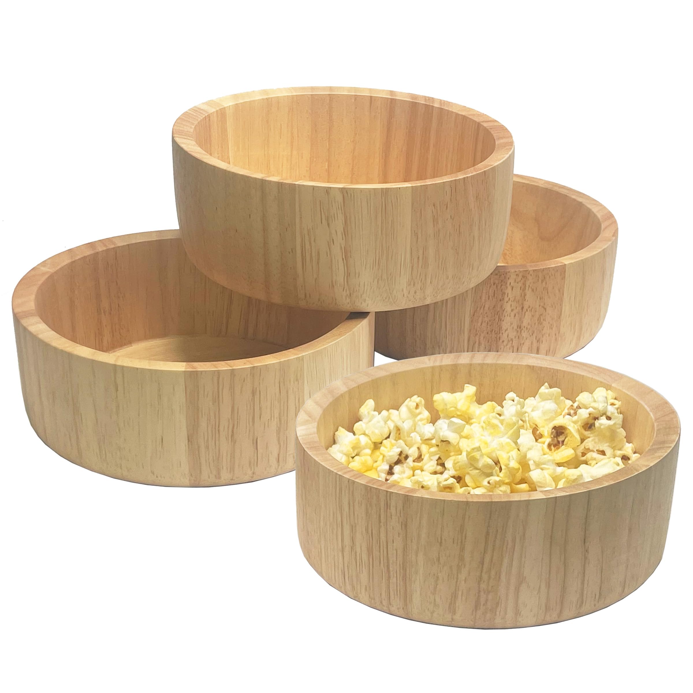 Woodard & Charles - Juego de 4 cuencos individuales de madera, cuencos para servir aperitivos, 6 1/2 x 2 1/2 pulgadas