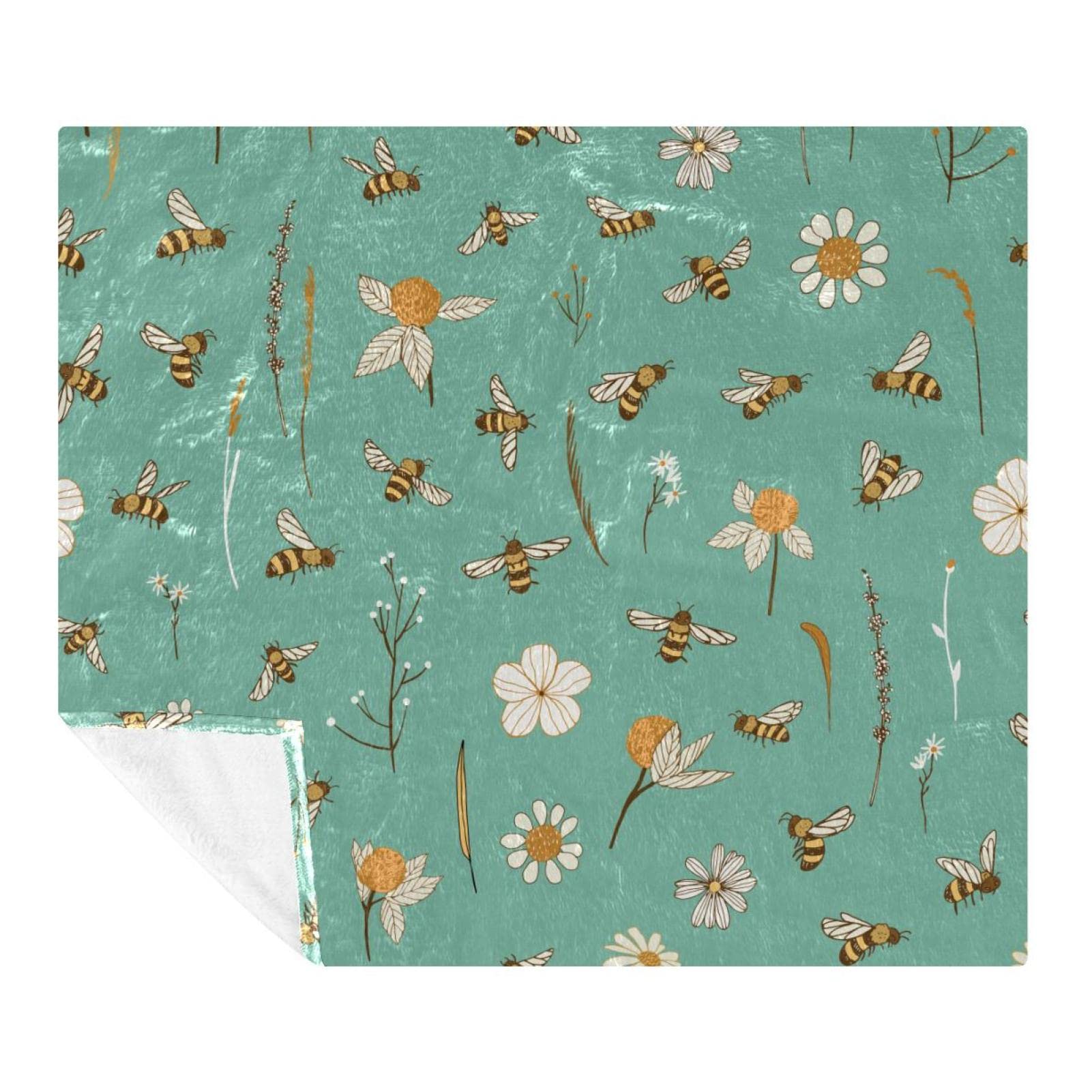 Couverture abeilles pour canapé et lit : plaid douillet 150x200 pour vos moments cocooning