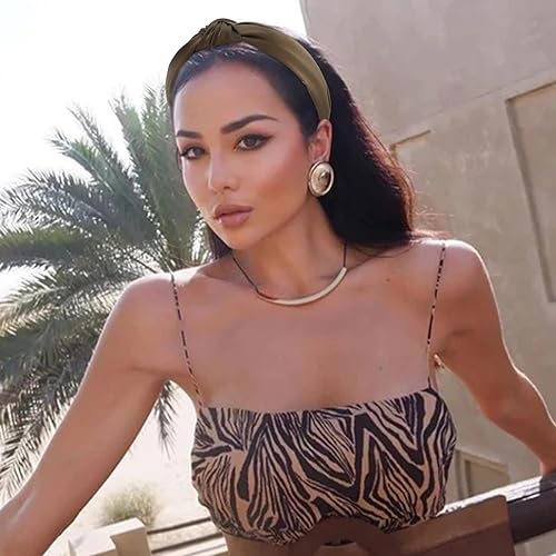 Miniatura 3 de VELSCRUN Paquete de 5 diademas de satén para mujer, diademas anchas negras, lindas diademas bohemias de seda, diademas de seda para mujer,