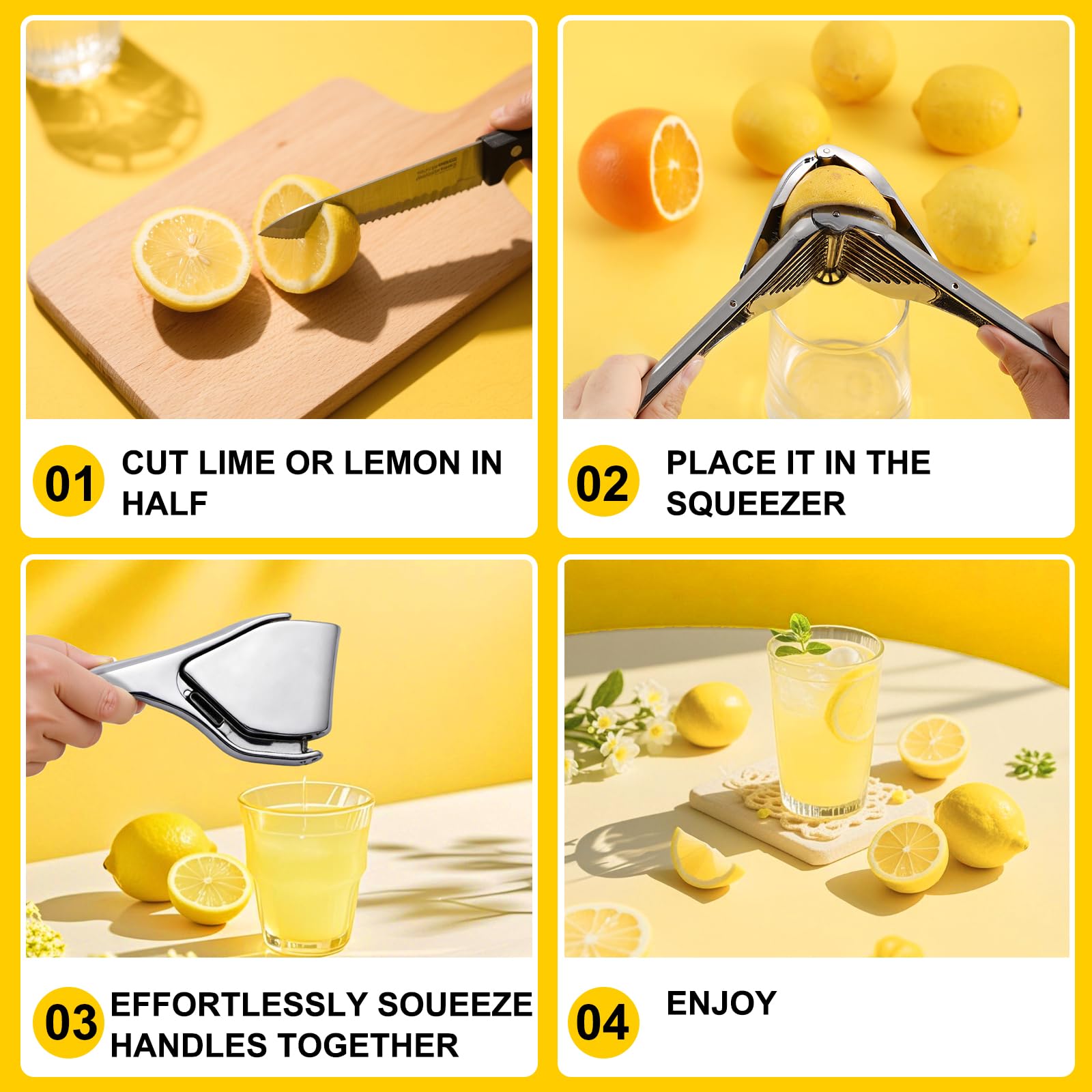 Spremiagrumi - Spremi Limone Premium in Metallo Inossidabile di Alta Qualità, Lavabile in Lavastoviglie, per Limoni e Lime, Lemon Squeezer