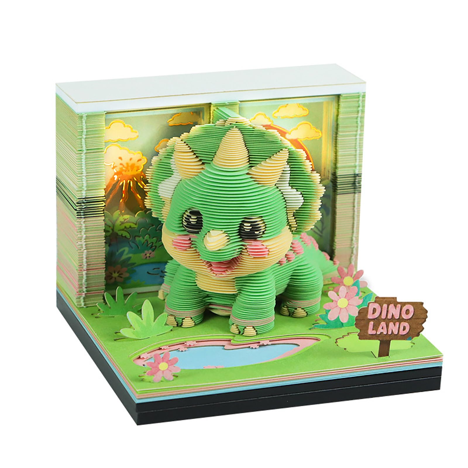 3D Time Piece Calendar 2027 With 52 Weekly Calendars, 3D memo pad tear away calendar 2027, Artsy Pads Suitable for Room and Office Desktop Decoration, Gift Giving (Triceratops)