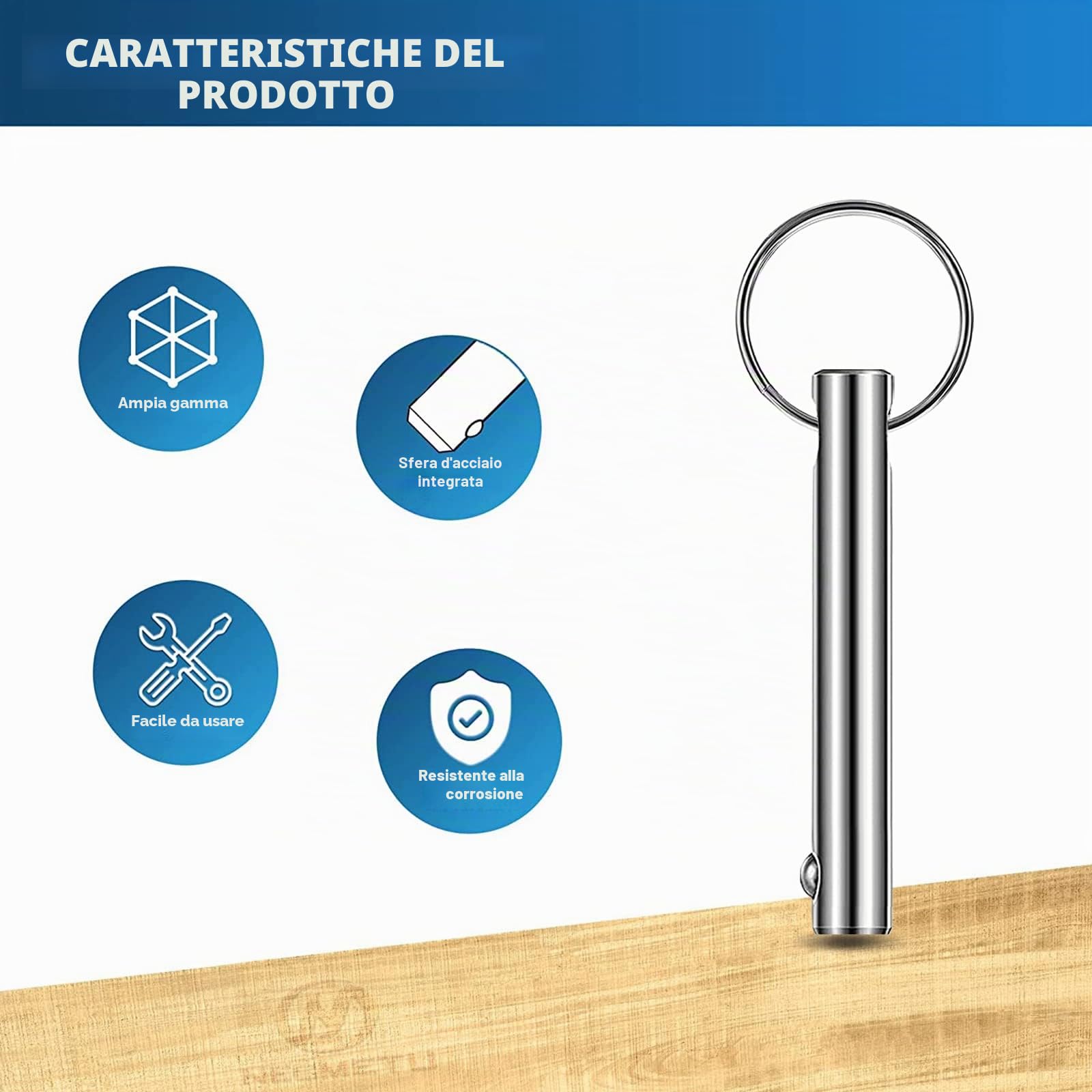 6 PCS Perni a Sgancio Rapido, perni di sgancio rapido in acciaio inox, 8mm,adatto per cantieristica navale, trattori, attrezzi agricoli,ecc
