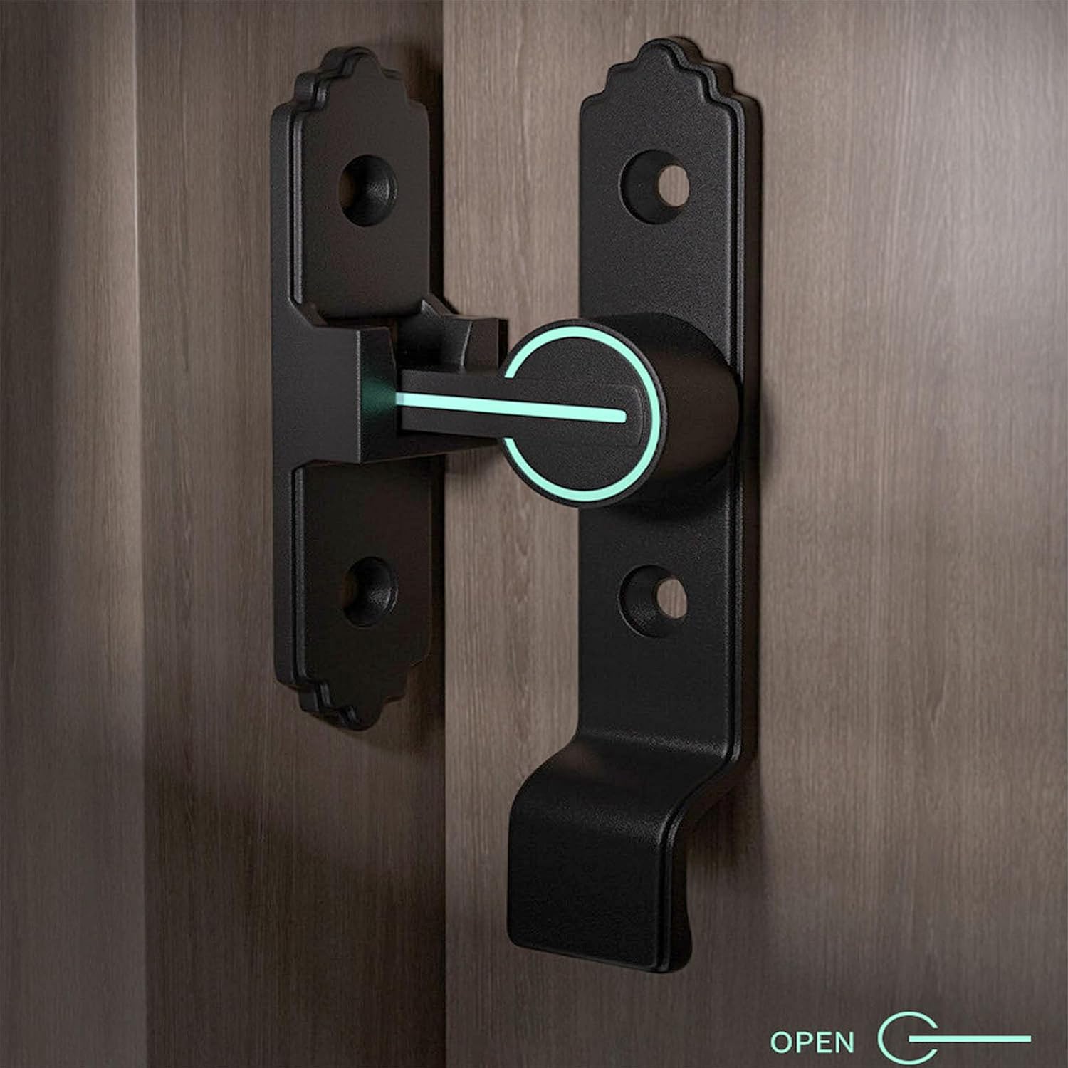 LISHAN 90 Degree Sliding Door Latch, Replaceable Patio Door Handle Set Illuminated Door Latch Handle Kit Black