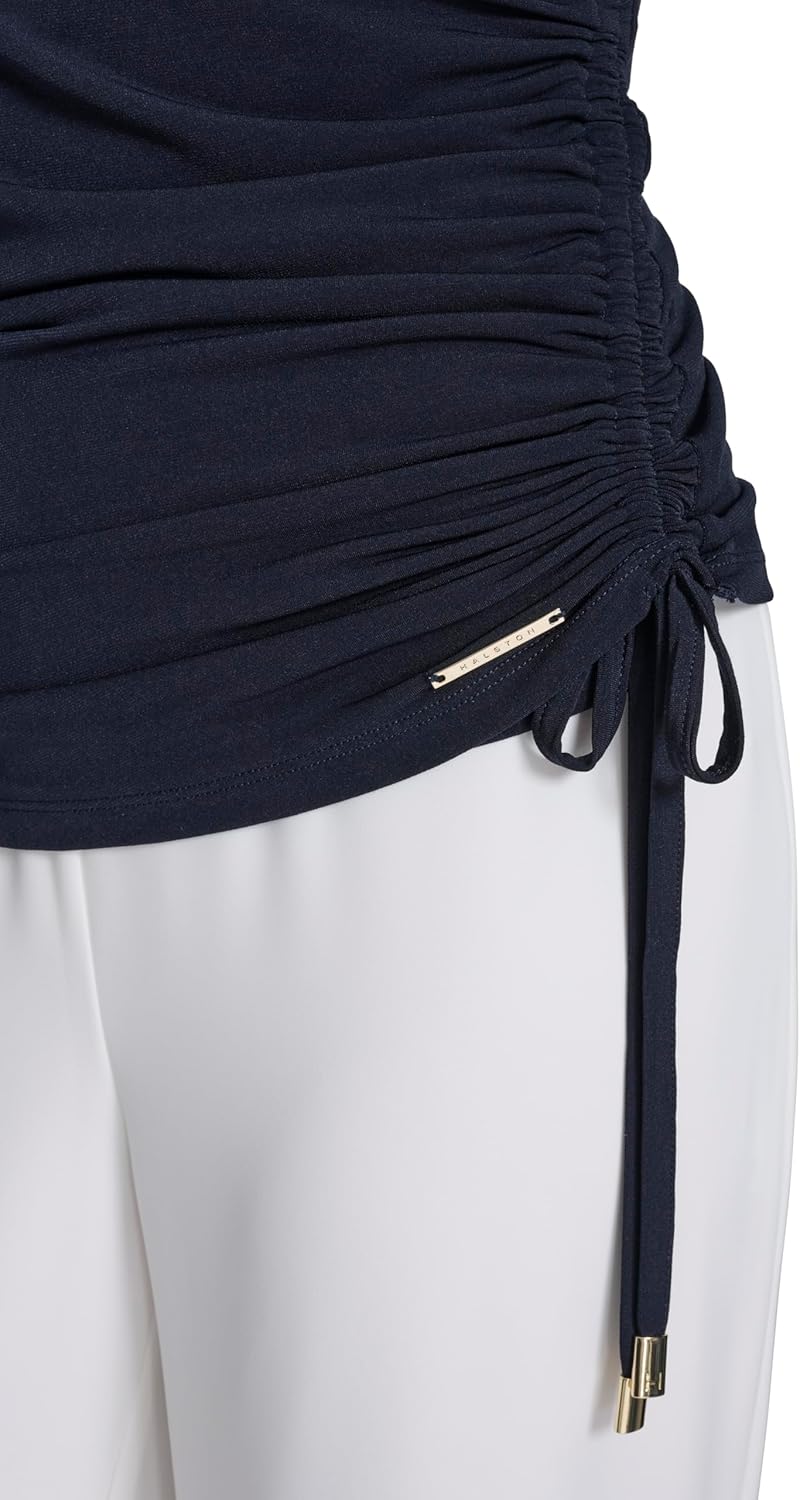 Halston Womens Short Sleeve Crossover Side Ruched Top - Image 6