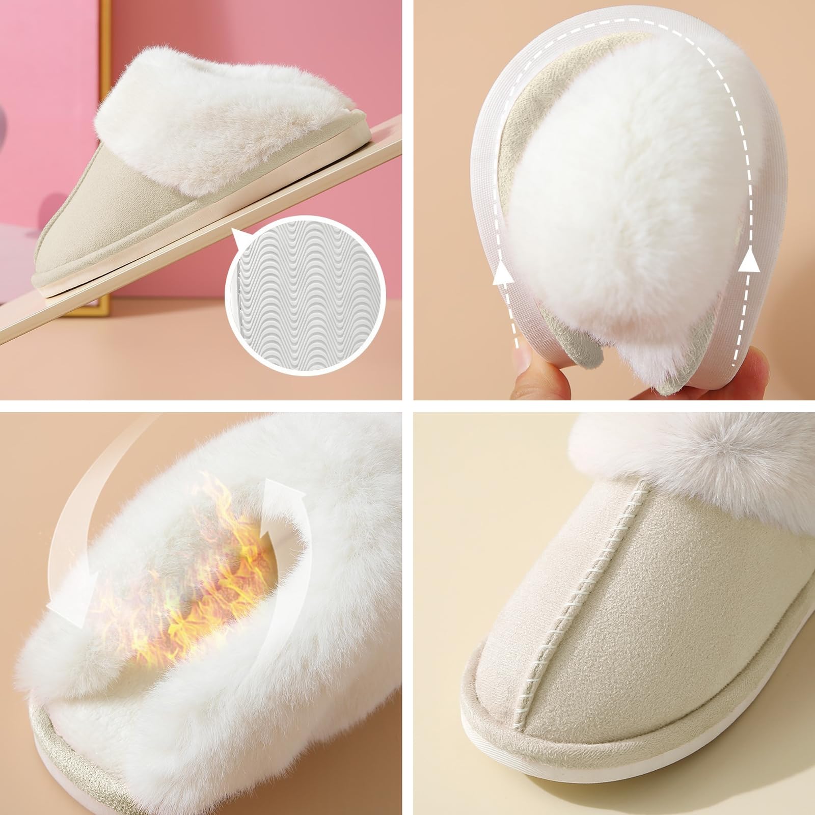 HILAX Pantofole Donna Uomo Invernali Peluche Ciabatte Casa Comode Pelose Inverno Scarpe di Cotone Morbida Slippers Winter Interne