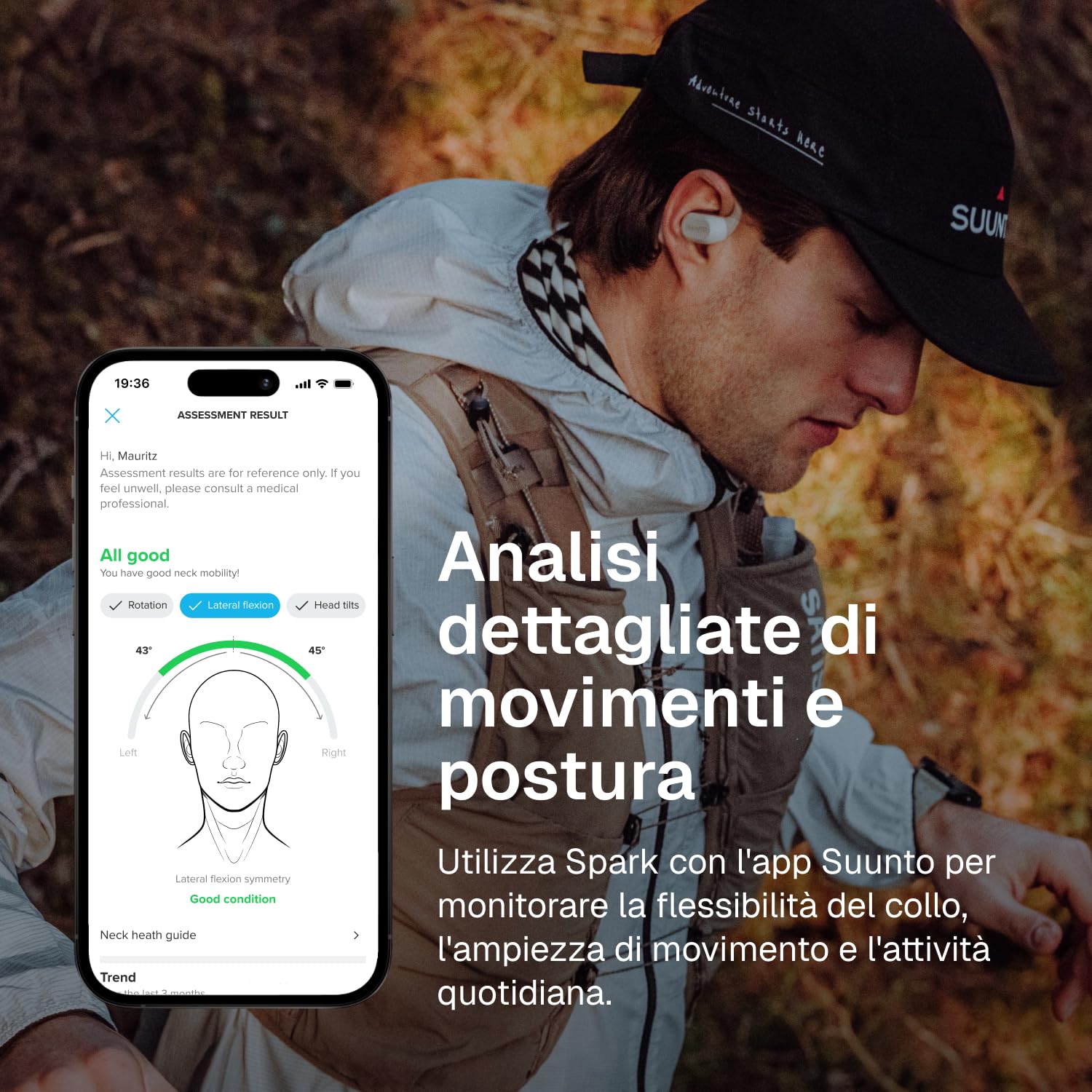 SUUNTO Spark Cuffie Open-Ear, Cuffie a Conduzione Aerea con Rilevamento Intelligente del Movimento, Feedback Audio Sulle Prestazioni, Resistente al Sudore IP55, 36 Ore con Custodia di Ricarica