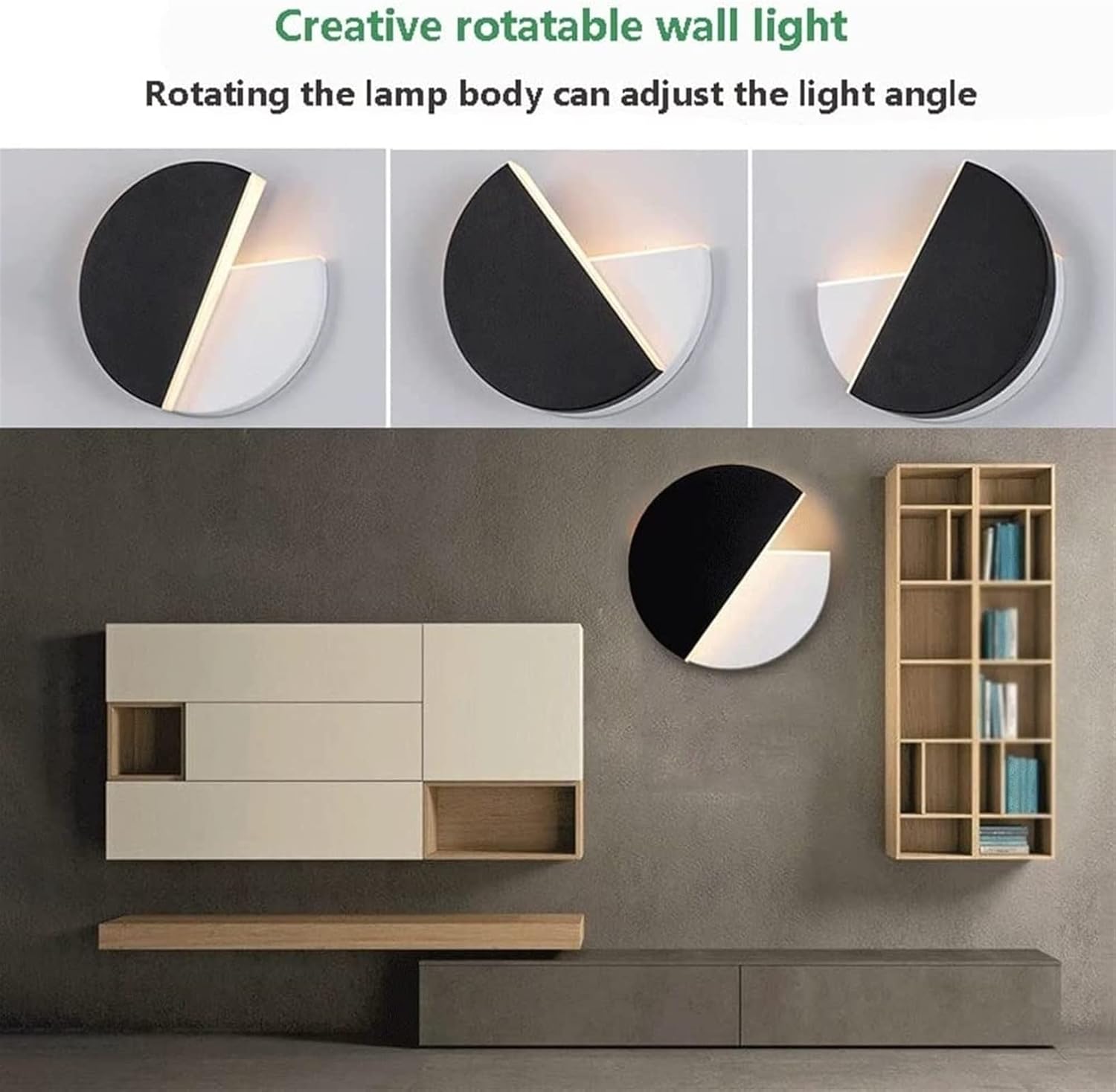 Kitchen Faucet Creative Rotatable Light, Round Mounted Lamp, LED Wall, Bedside Reading Spotlight, Indoor Lighting Fixture for Bedroom Living Room Hotel Hallway Cloakroom S