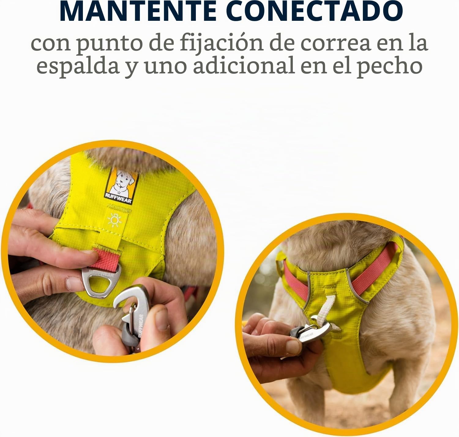 RUFFWEAR Arnés para Perros Hi & Light, Ultraligero para Caminar de Aventura, Totalmente Ajustable, Portal de Accesorios de Aluminio en V, Bolsa de identificación, Verde Liquen, Talla S, 56-69 cm