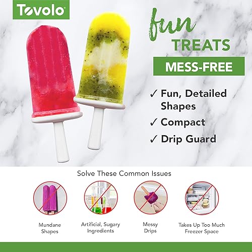 Vista 9 de Tovolo Moldes modernos de silicona para paletas con bandeja (manzana caramelo), moldes para paletas de hielo con 6 cavidades para paletas de hielo