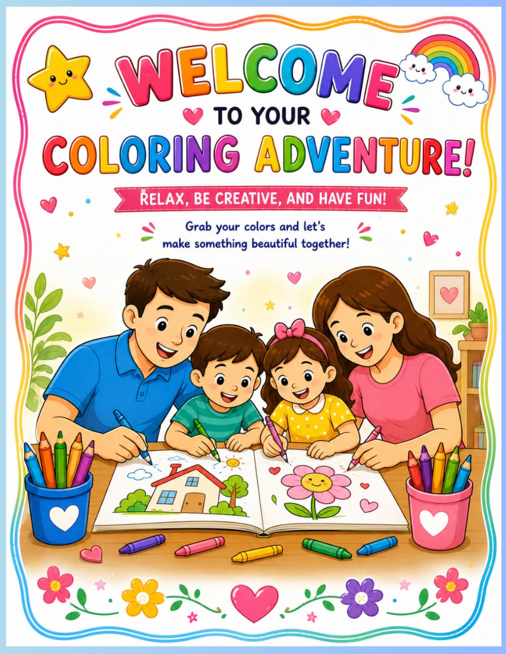 Happy Family Coloring Book for All Ages: Color Learn and Enjoy with Fun Educational Pages, Simple Outline Drawings for Fun and Relaxation