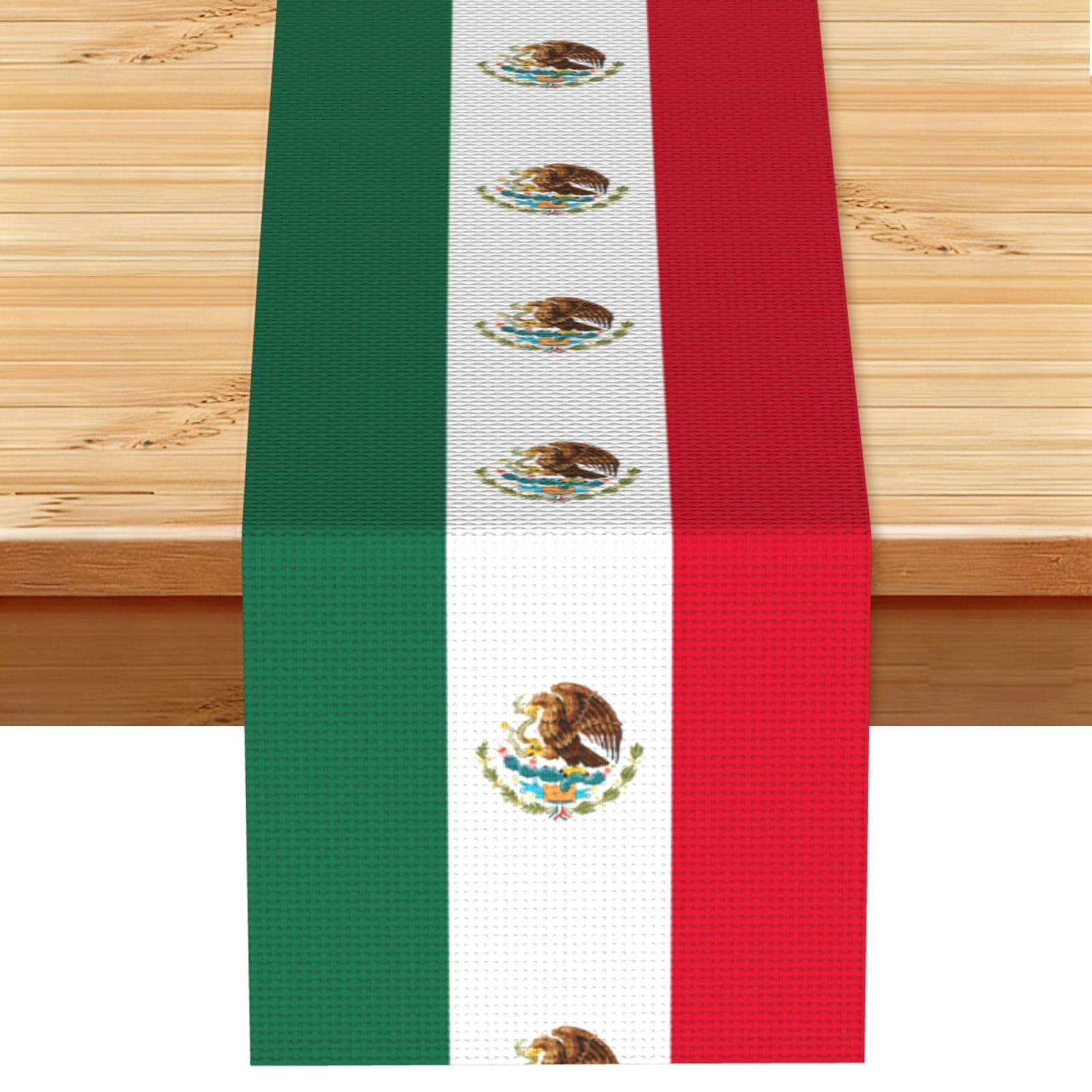 Flag of Mexico Multi Purpose Table Runner for Home Decor, Printed Table Cloth for Kitchen Table, Countertops & Dining Area