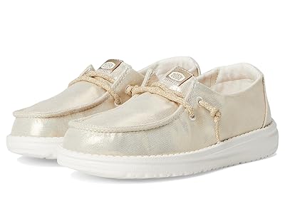 Hey Dude Kids Wendy Metallic Shine (Little Kid/Big Kid) Girls Shoes Gold : 5 Big Kid M, Canvas