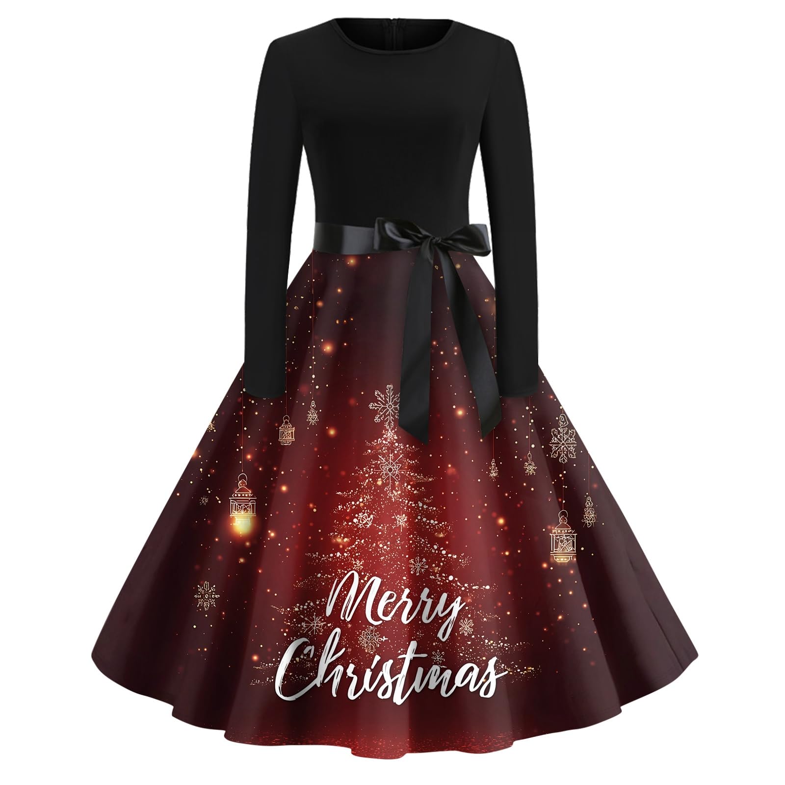 Christmas Day Outfit Uk Novelty Snowy Red Xmas Dresses Funny Star Cheistmas โ image 1