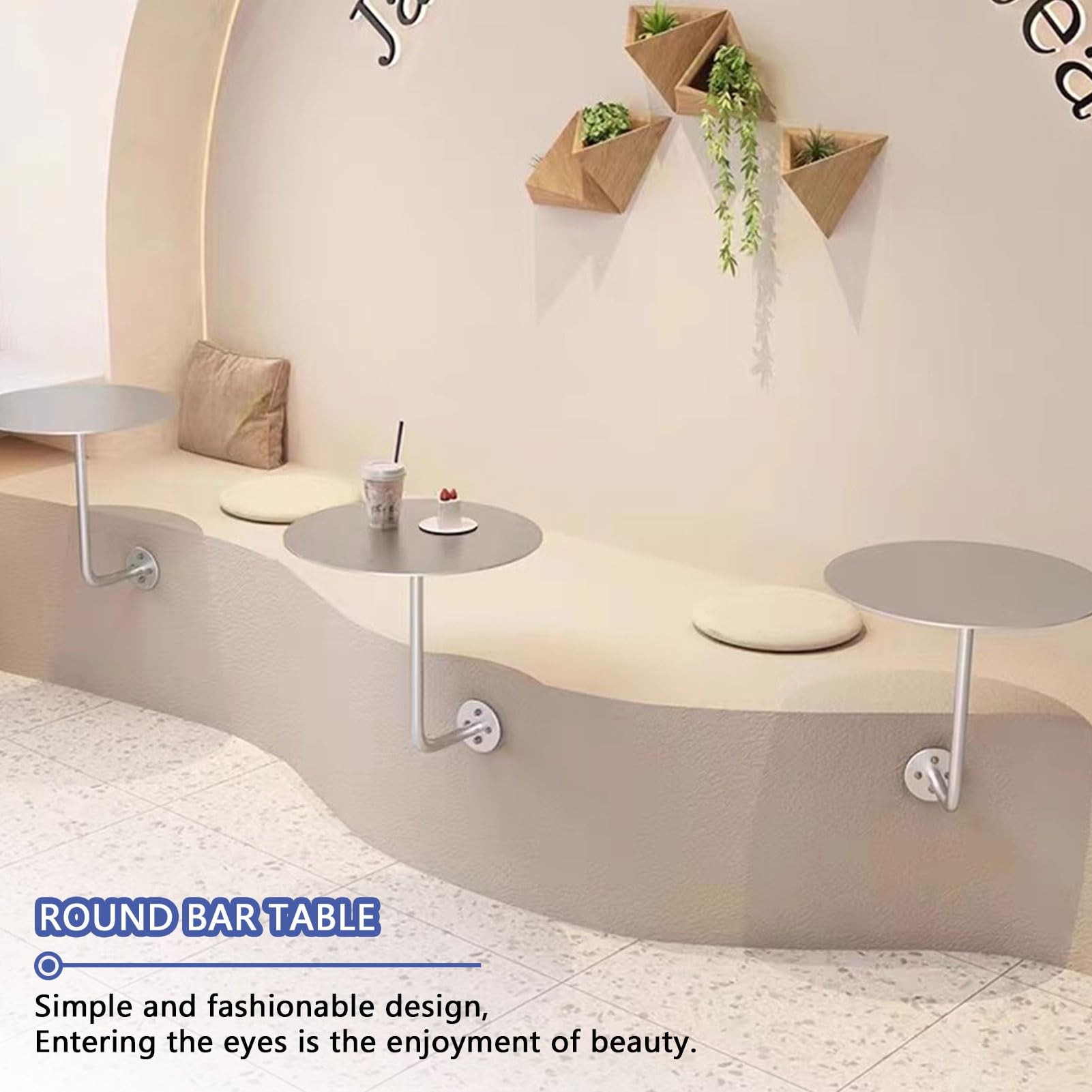Table Murale Ronde En Bois - Diamètre 35/40 Cm, Hauteur 45 Cm - Pour Café, Bar, Cuisine, Bureau