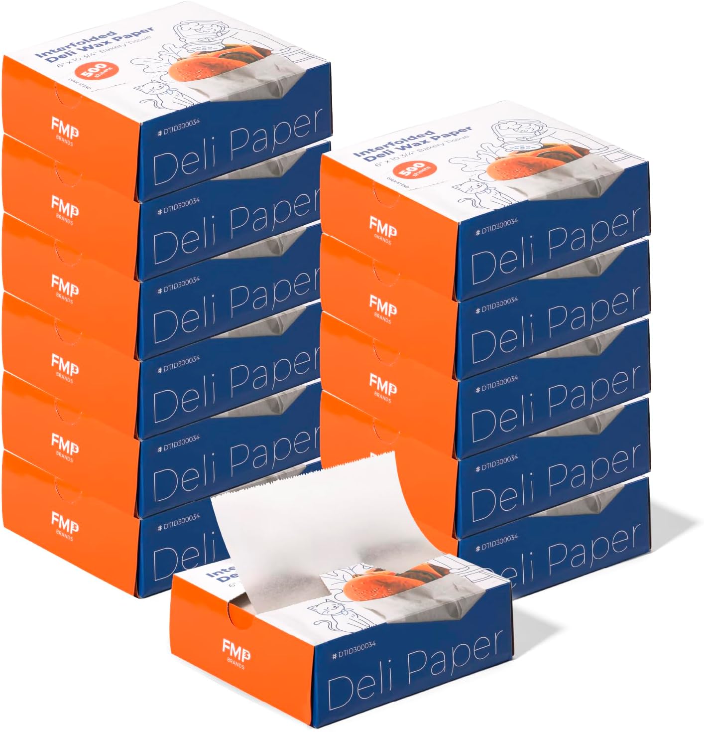 Fit Meal Prep [6000 Pack] 6 x 10.75" Wax Paper Sheets for Food, Interfolded Precut Deli Pop Up Grease-Proof Sandwich Paper Wraps, Waterproof for Lunch, Food Basket, Microwave Cover, BBQ