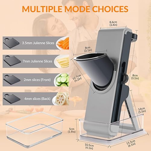 Miniatura 6 de Cortador de mandolina seguro para cocina, cortador de verduras multifuncional FEICO picador de mandolina para verduras y papas vegetales