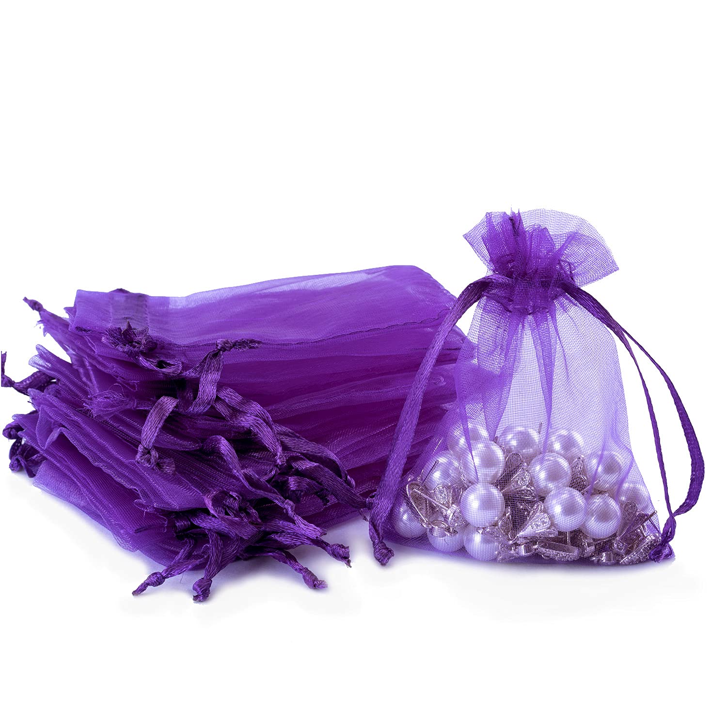 DoGeek 60pcs 2.76" X 3.54" Organza Bags, Mesh Bags with Drawstring Jewelry Pouches Wedding Favour Bag Small Gift Bags Wedding Party Christmas Gift Halloween Candy Bag (White, 9 * 7 cm) — view 20