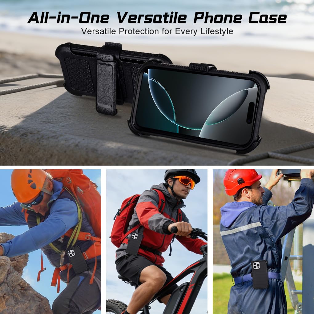 Custodia per iPhone 16 Pro Max con clip e cavalletto