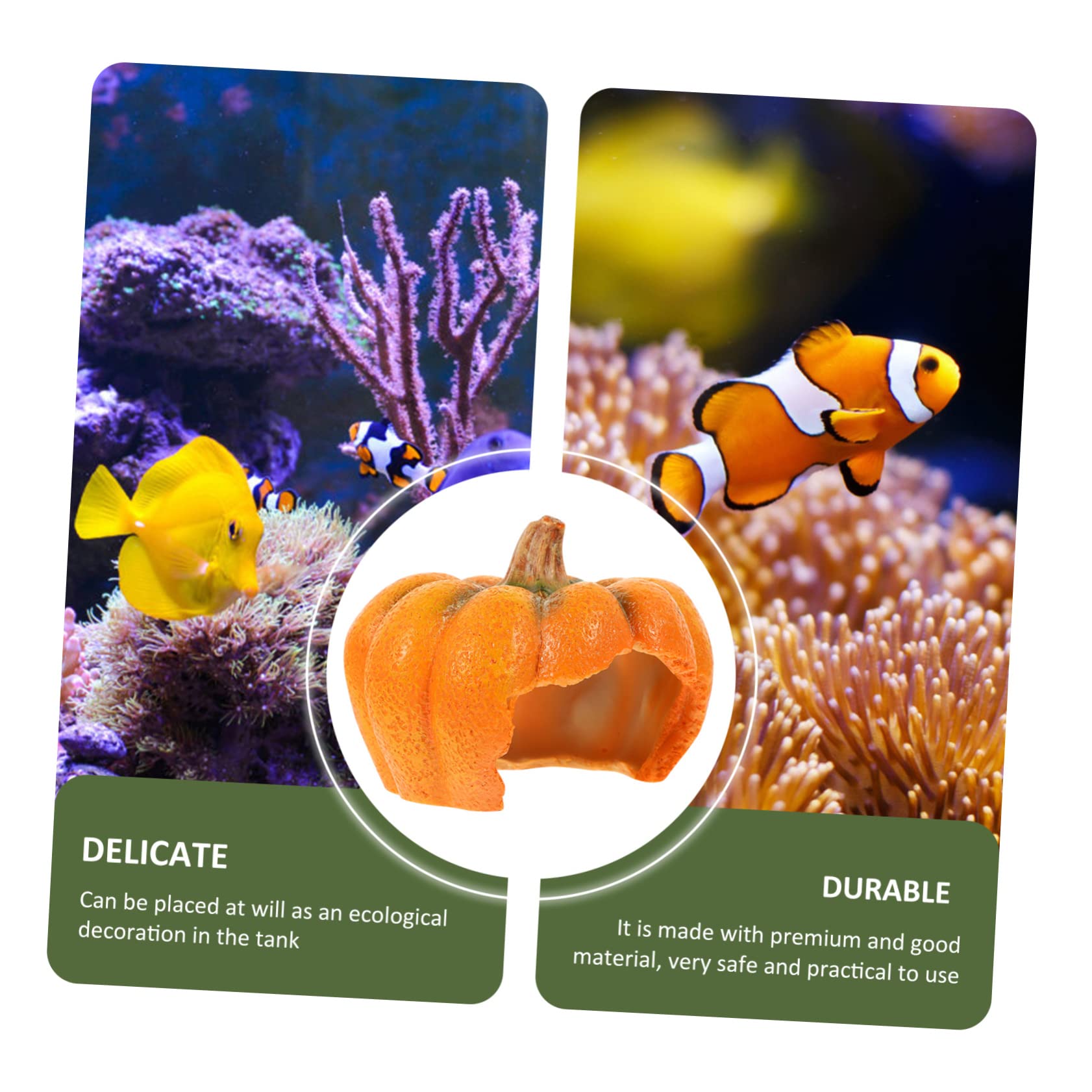 BCOATH Gecko Hide Tortoise Cave Multi Functional Resin Pumpkin Ornament for Hamster Crab Reptiles Fish Tank Decoration with Dark Atmosphere for Hiding and Resting