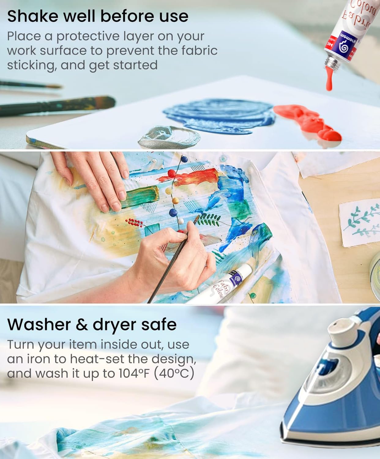 Colorful Fabric Paint Set 12 Colors - Waterproof Permanent Textile Painting Kit for Adults to Arts on Clothes, Shoes and Canvases - Image 4