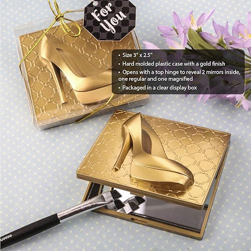 Miniatura 2 de FASHIONCRAFT Espejo compacto con diseño de zapatos de tacón alto dorado 5980, regalo de regalo, recuerdo de fiesta, recuerdo de despedida de